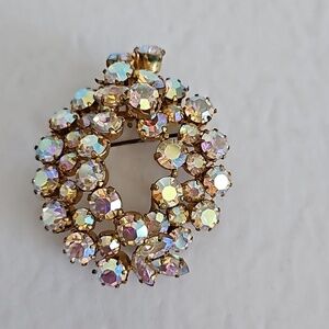 STAR Vintage AB Pinkish Crystal Glass Beads Pendant & Brooch
